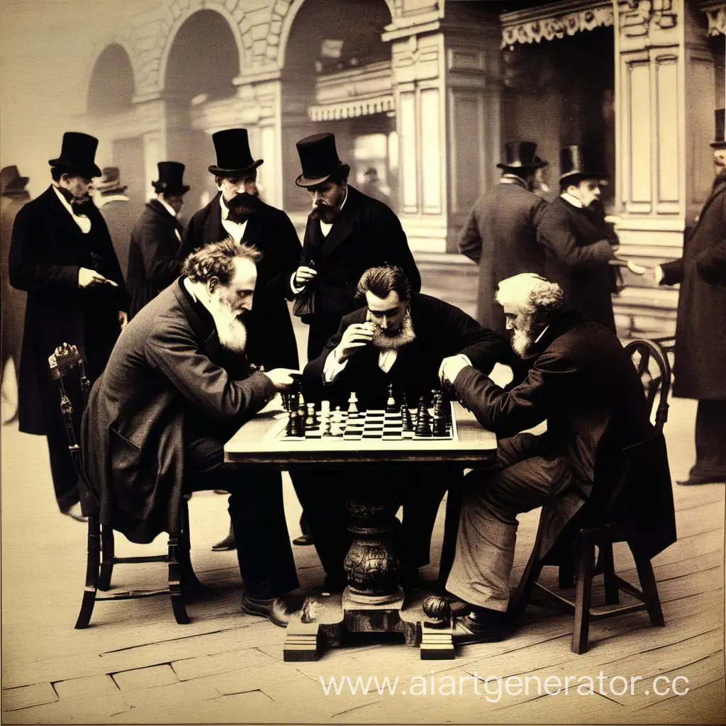 Imagen de personas jugando ajedrez en Viena 1873




