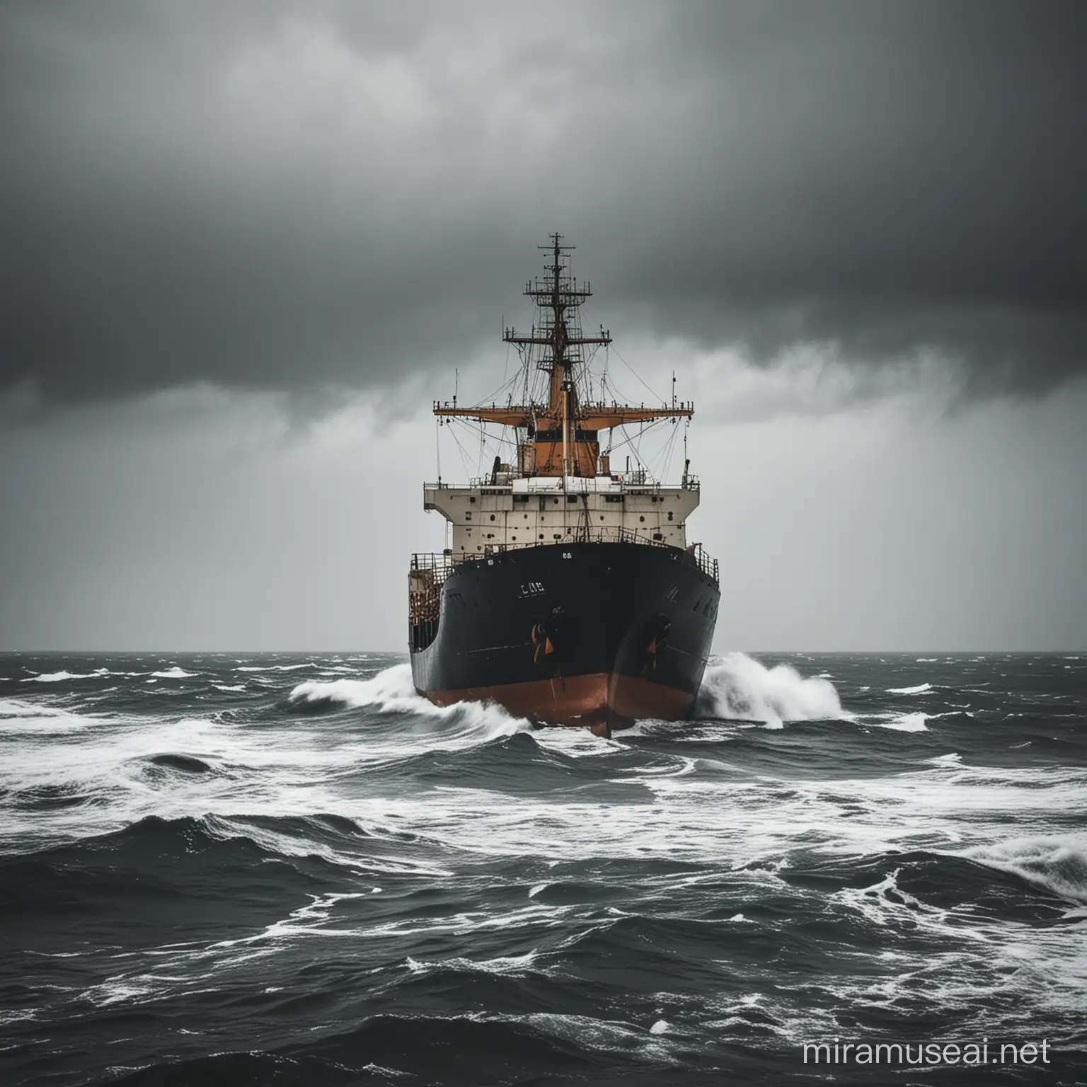 Vessel Braving Stormy Seas