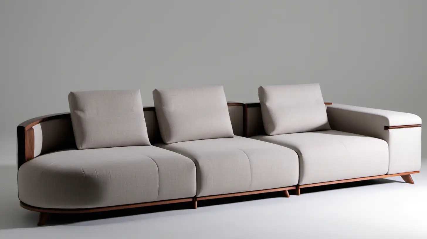 minimalism, round lines, creative, p arm, modern sofa, P, 3-seat sofa, fabric, small wooden detail, small arm view when sitting,fabric, plain Italian design, modular parts, ground clearance 14 cm, back height 82 cm, arm height 52 cm, 2-piece appearance on the back, fold in the arm towards the seat