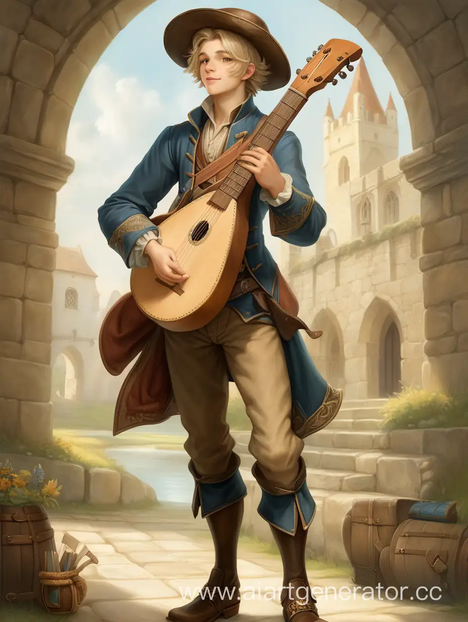 Traveling-Bard-with-Lute-Young-Charming-Lad-in-TravelWorn-Attire