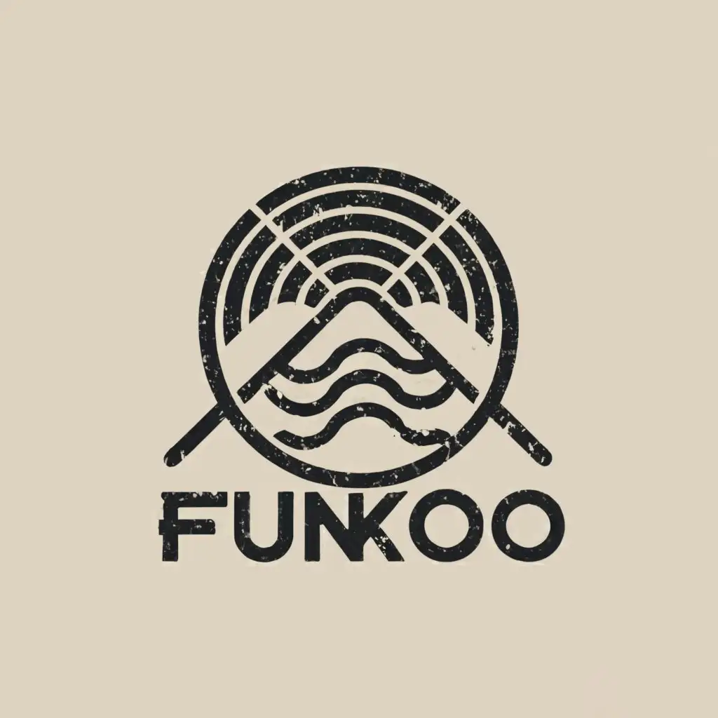 a logo design,with the text "Funkoo", main symbol:Vinyl record japan fuji mount,Moderate,clear background