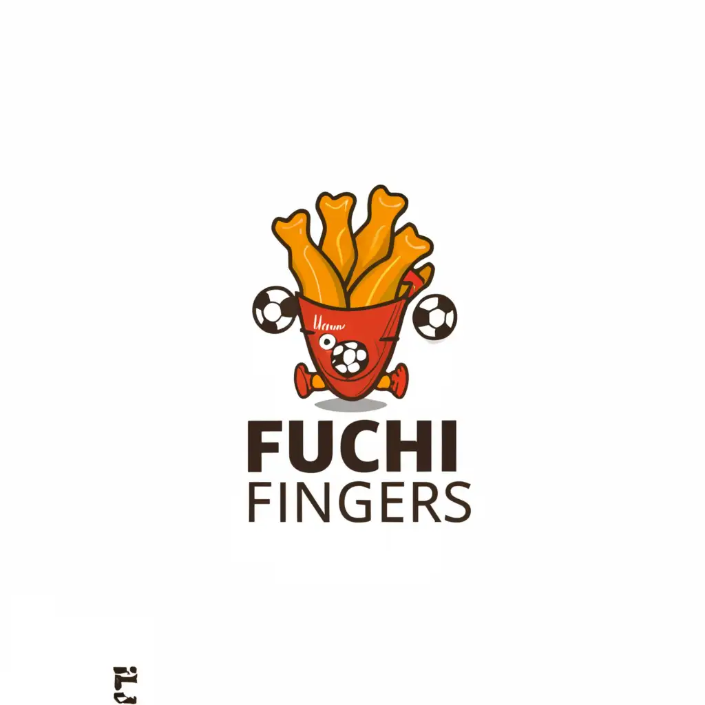 a logo design,with the text "Fuchi fingers", main symbol:A chicken finger with soccer boots and a soccer ball,Minimalistic,be used in Restaurant industry,clear background