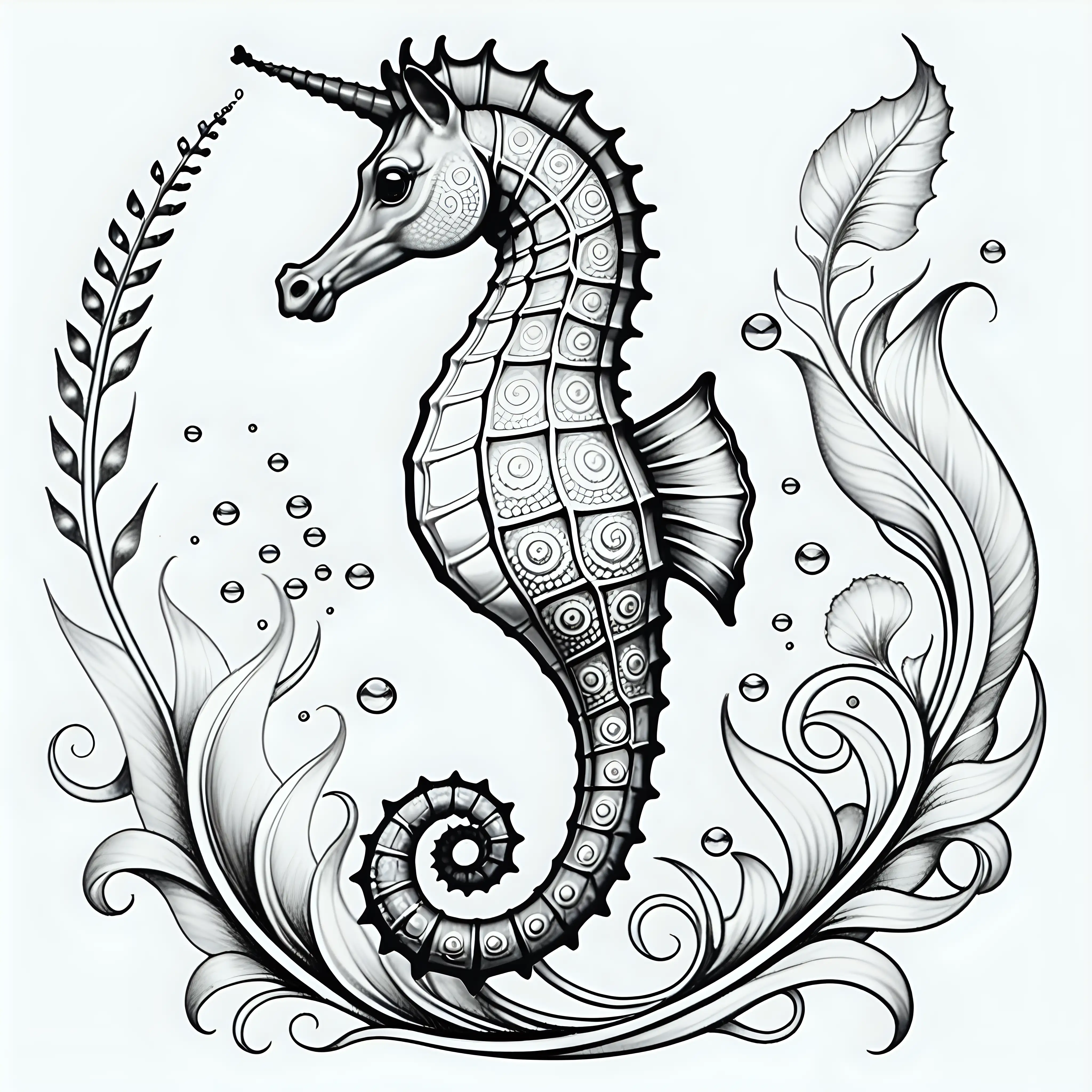 Seahorse Coloring Page for Relaxing Art Therapy