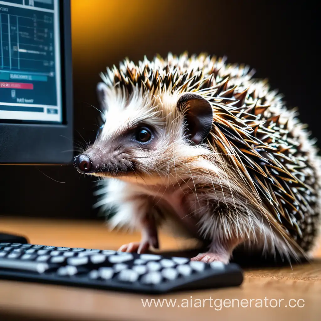Curious-Hedgehog-Observing-Computer-Screen