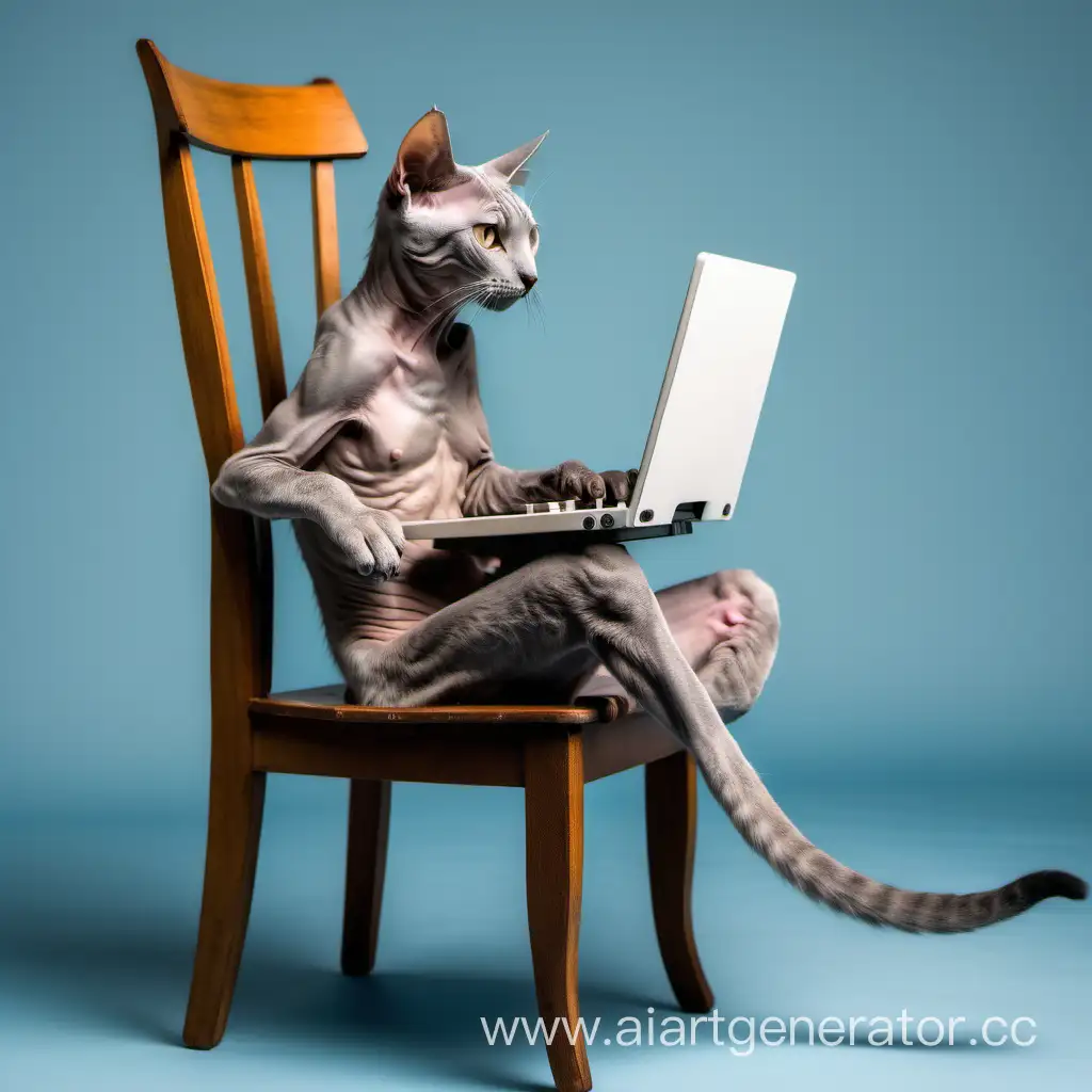 Emaciated-Gray-Cat-Playing-WWII-Computer-Game