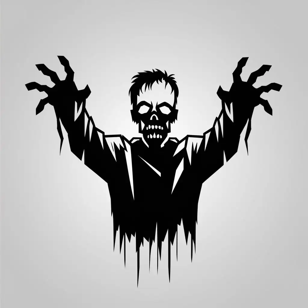 Zombie Silhouettes in Minimalist Vector Art with Stencil Style