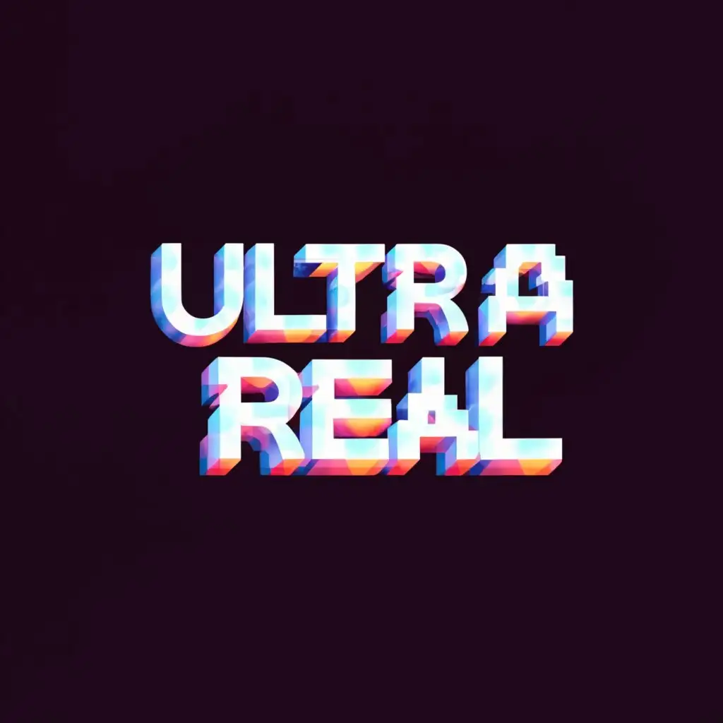 a logo design,with the text "Ultra Real", main symbol:Logo in 3d letters. Bold text. big logo. easy to read. Pixel style,Moderate,clear background