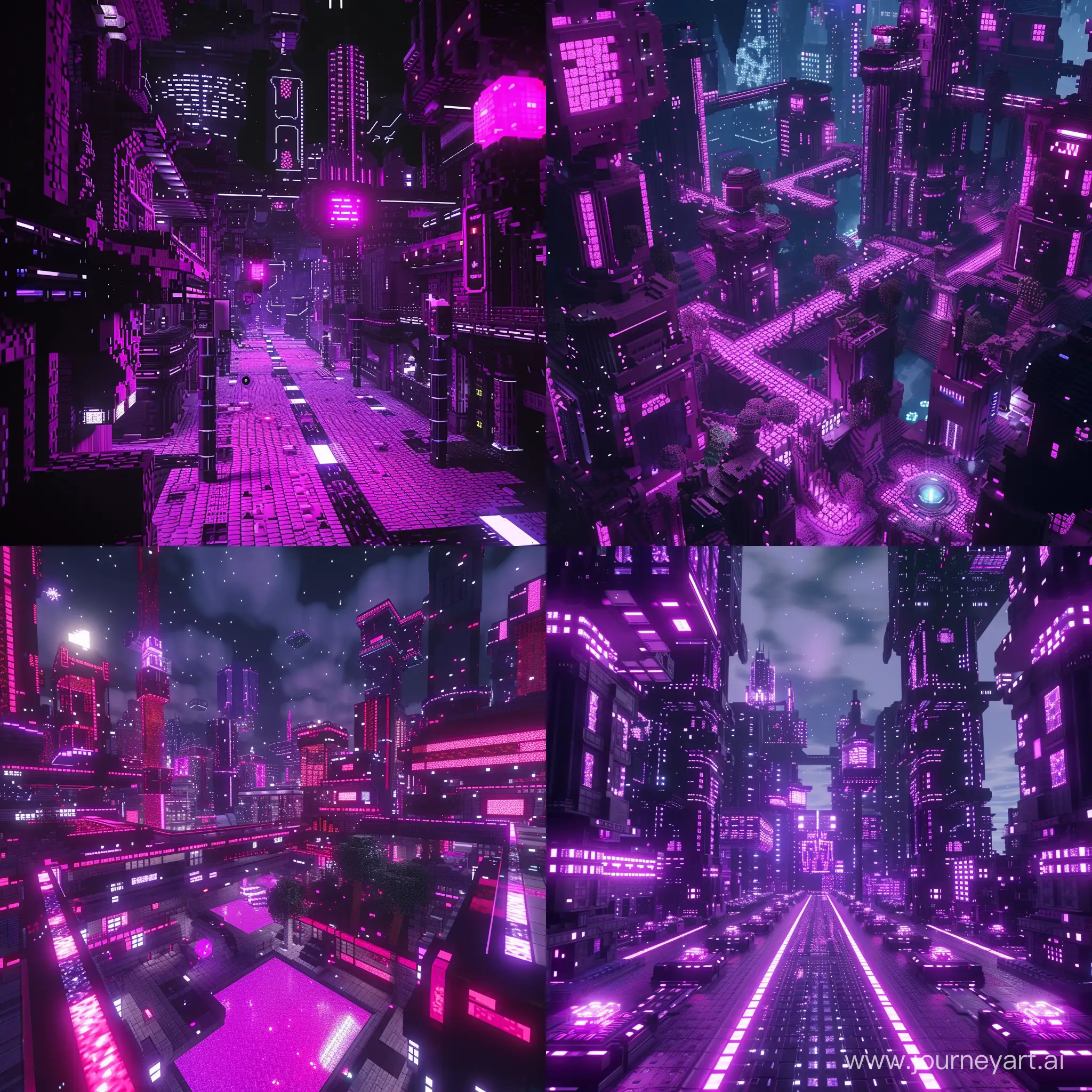 (((minecraft))) cyberpunk-theme lazer purpure dark hitech