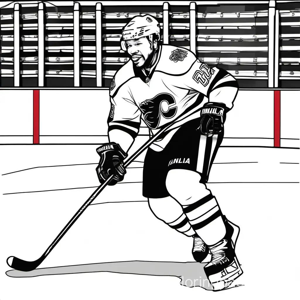 jerome iginla, Coloring Page, black and white, line art, white background, Simplicity, Ample White Space. The background of the coloring page is plain white to make it easy for young children to color within the lines. The outlines of all the subjects are easy to distinguish, making it simple for kids to color without too much difficulty
