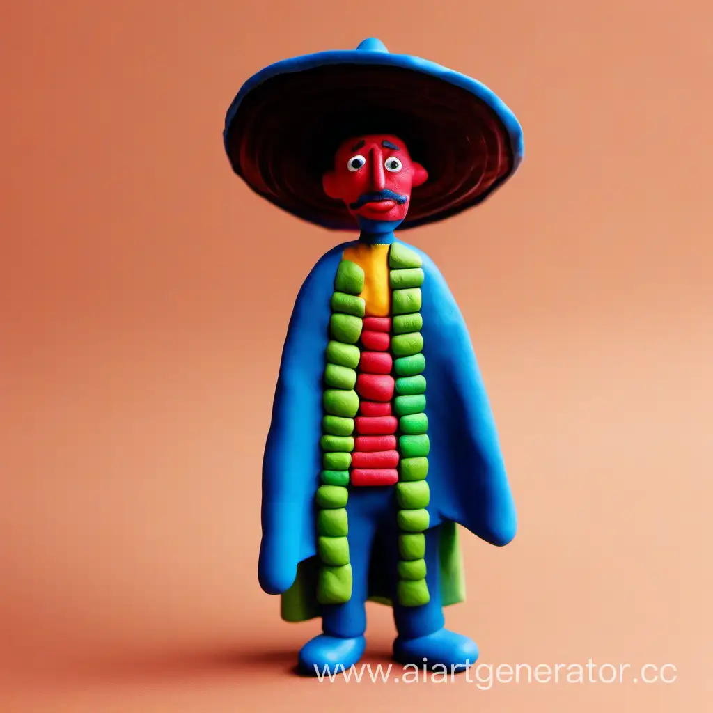 Colorful-Plasticine-Character-Wearing-Sombrero-and-Poncho