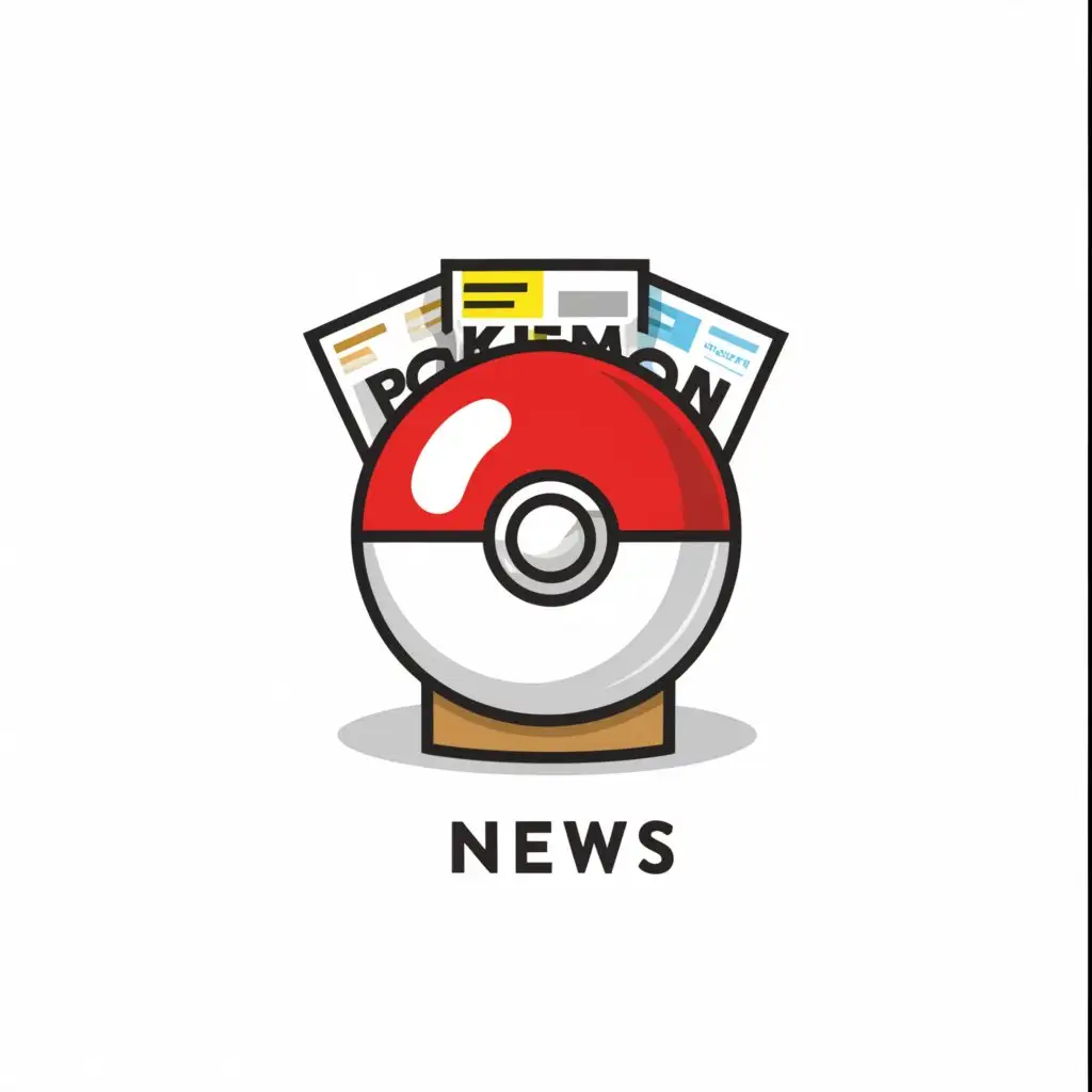 a logo design,with the text "Pokémon news", main symbol:Pokéball with a newspapers,Moderate,clear background