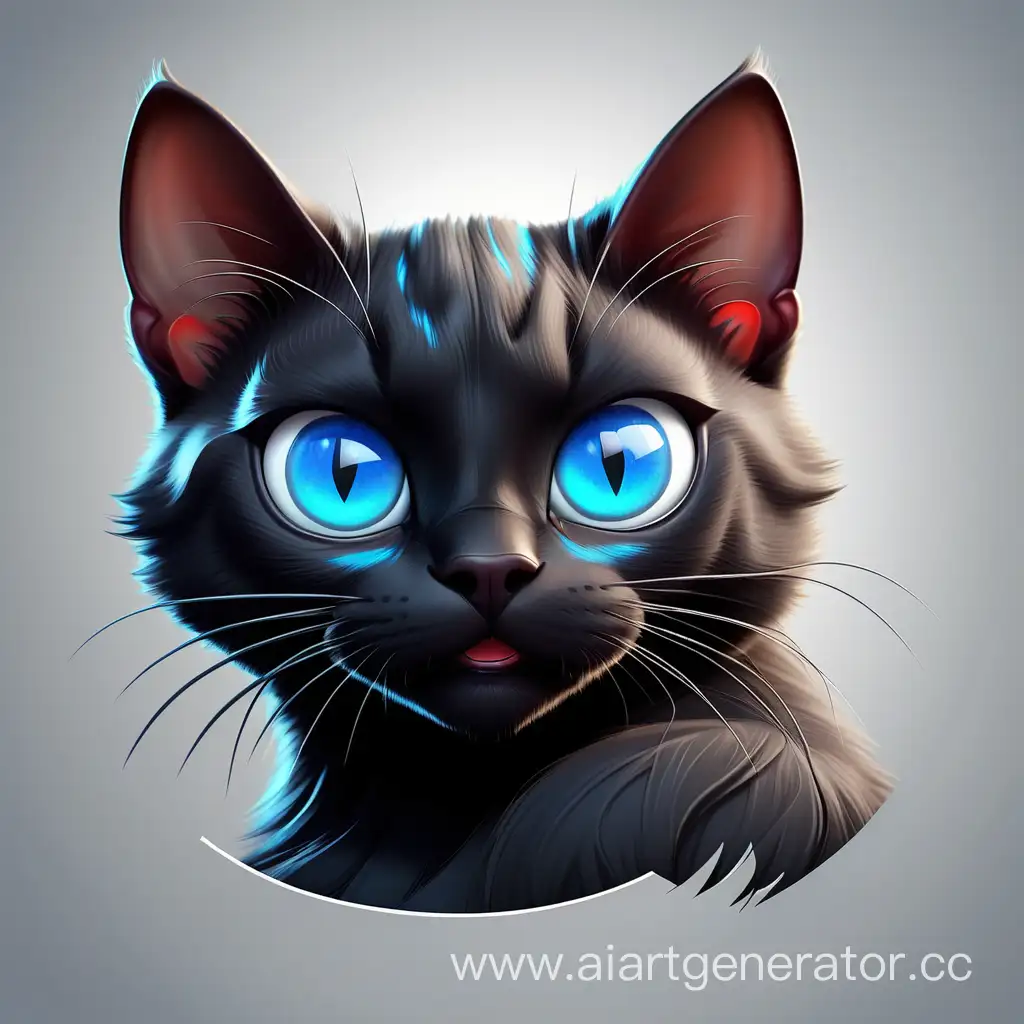 the logo for the YouTube channel with a black cat with blue eyes