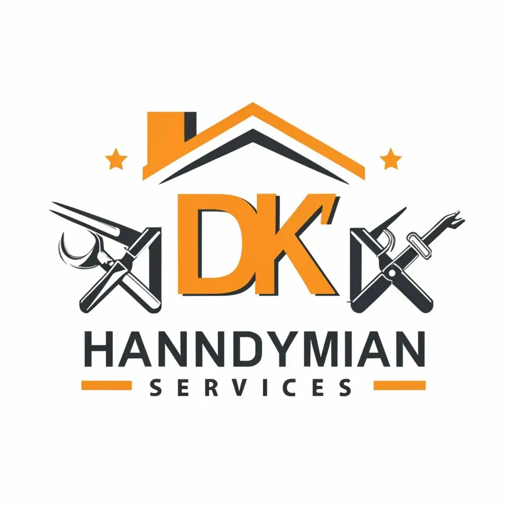logo, house, with the text "DK's Handyman Services", typography, be used in Construction industry