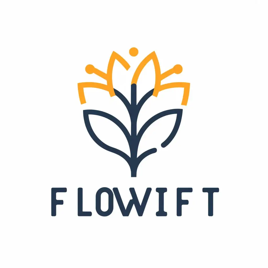 a logo design,with the text "Flowift", main symbol:flower,Minimalistic,clear background