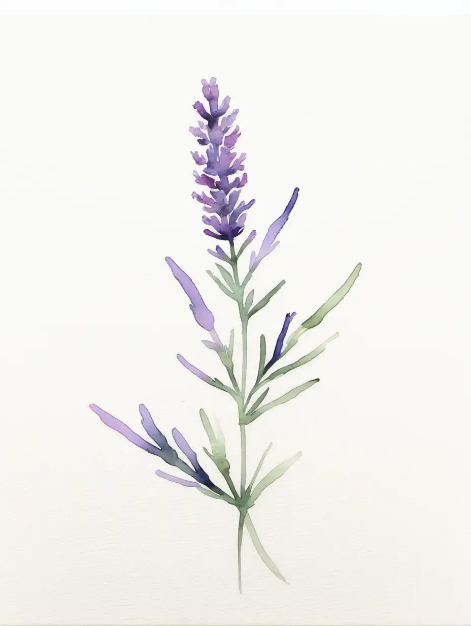 Soothing Lavender Watercolor Art Minimalist Floral Painting