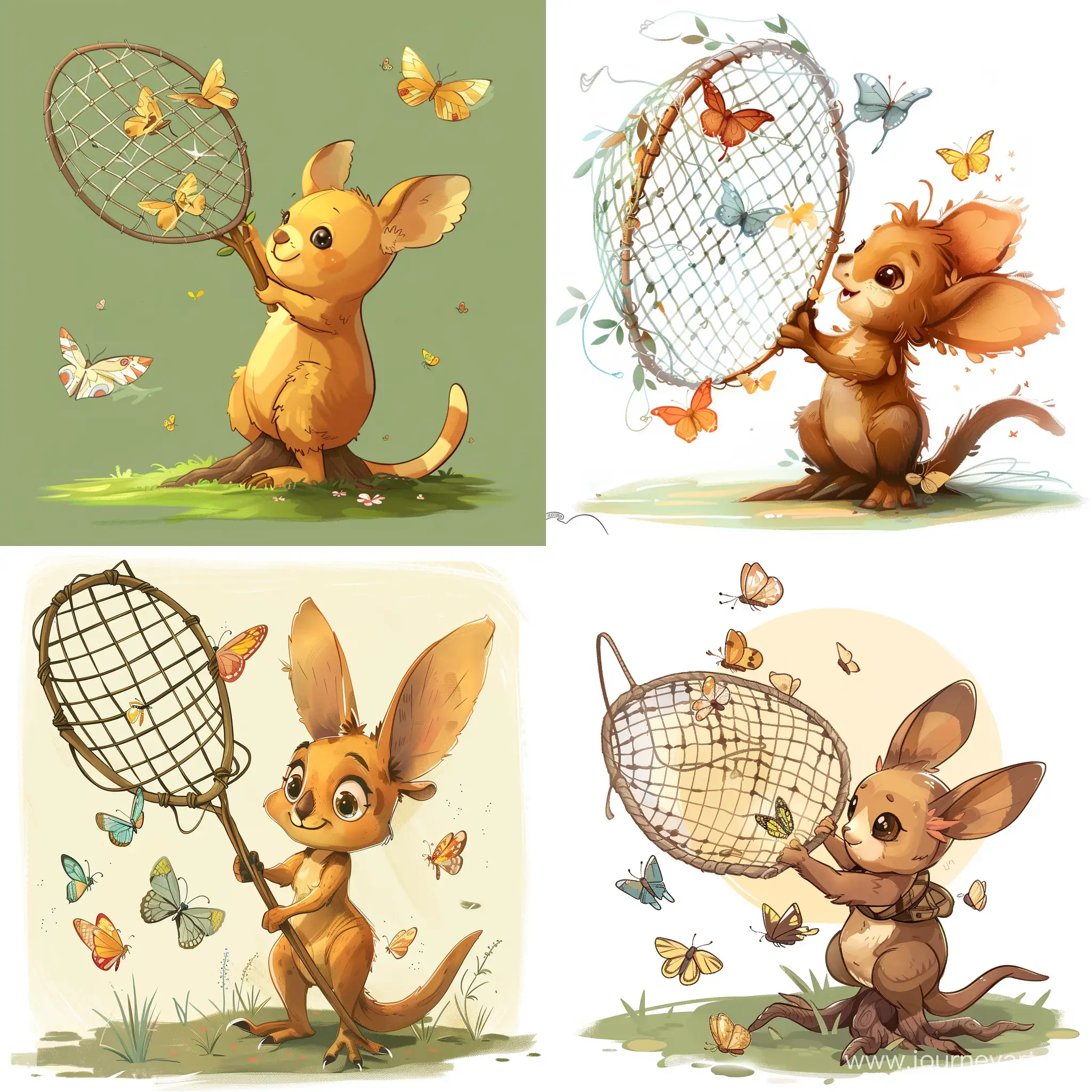 Cute-Cartoon-Goodfellows-TreeKangaroo-Catching-Butterflies