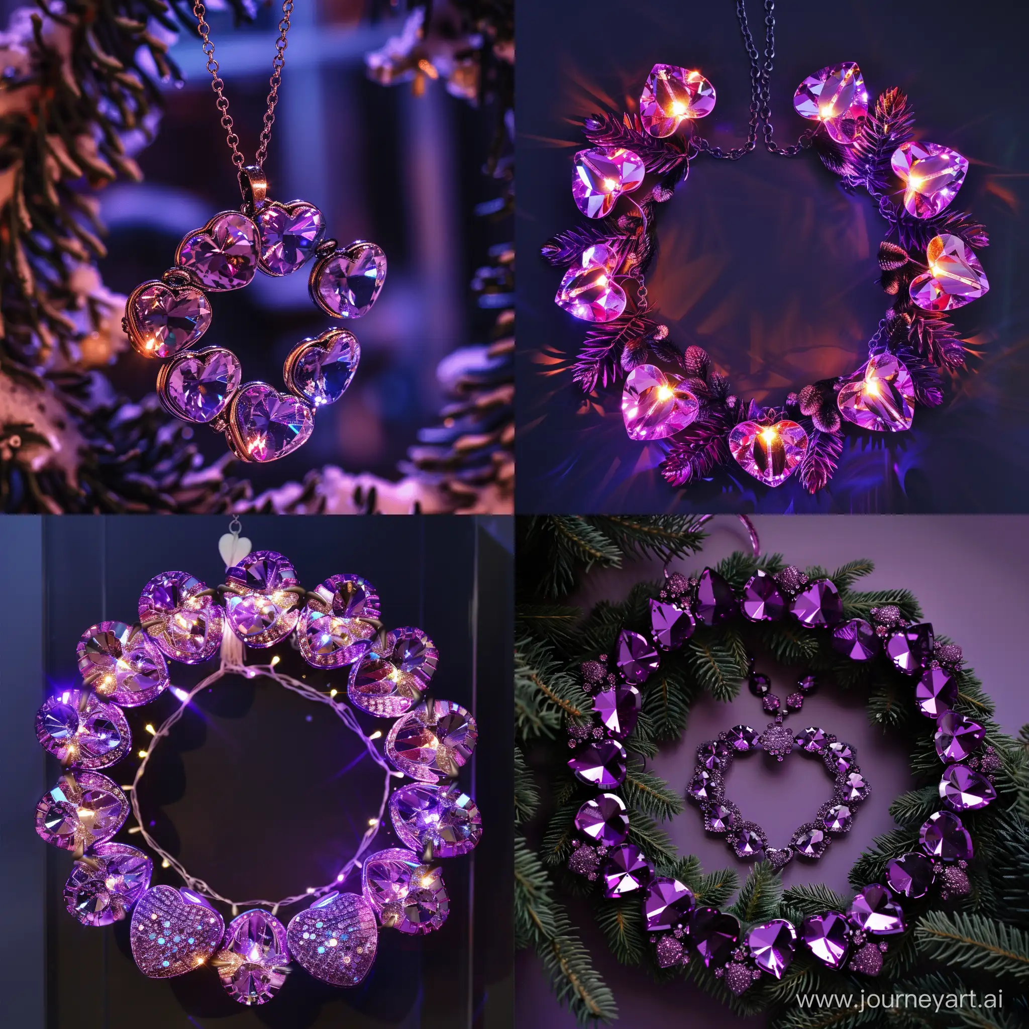 Stylish-Purple-Valentines-Necklace-with-Shiny-Heart-Pendant