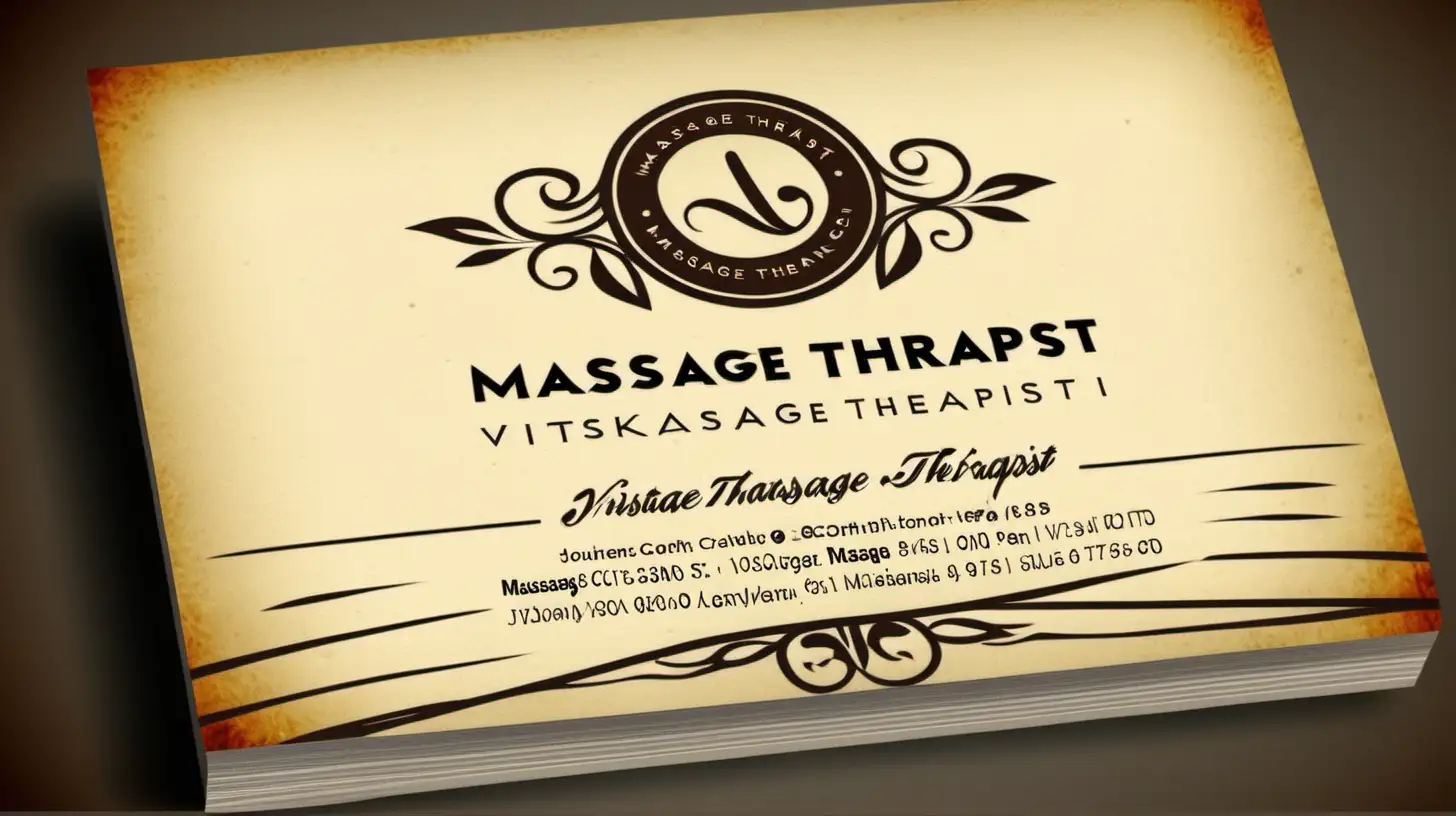 Vintage Massage Therapist Business Card Design with Elegant Typography