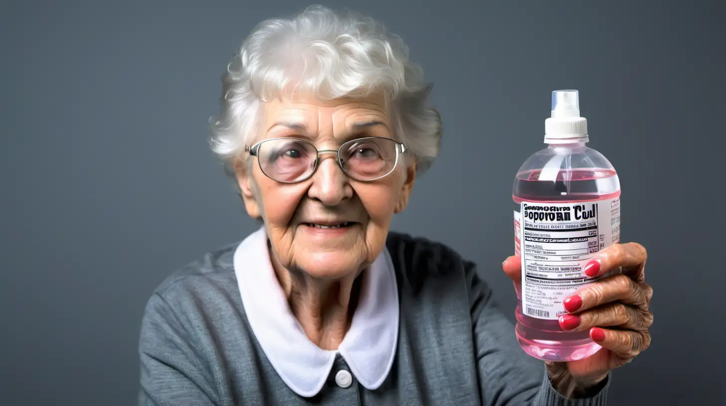 Grandma Holding Isopropyl Alcohol Bottle