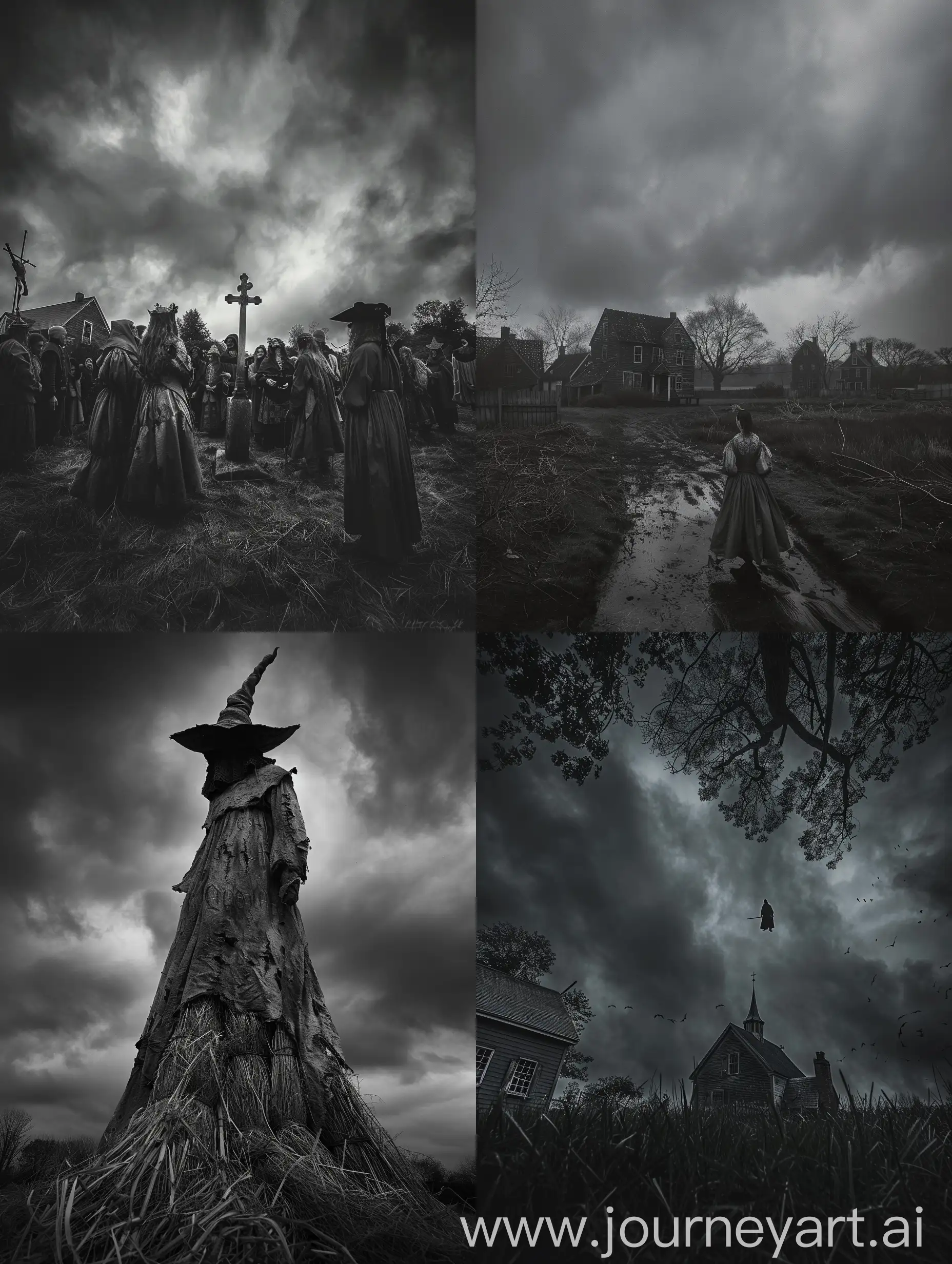 True events of the Salem_wytchtrials, unhinged, grayscale, attention to detail, pagan horror, nightmare fuel, overcast ominous atmosphere, sense of fear and dread, creative camera angles, epic composition, nightmare fuel, film photography, grim horror, ultra detailed award winning photography shot on a 14mm lens