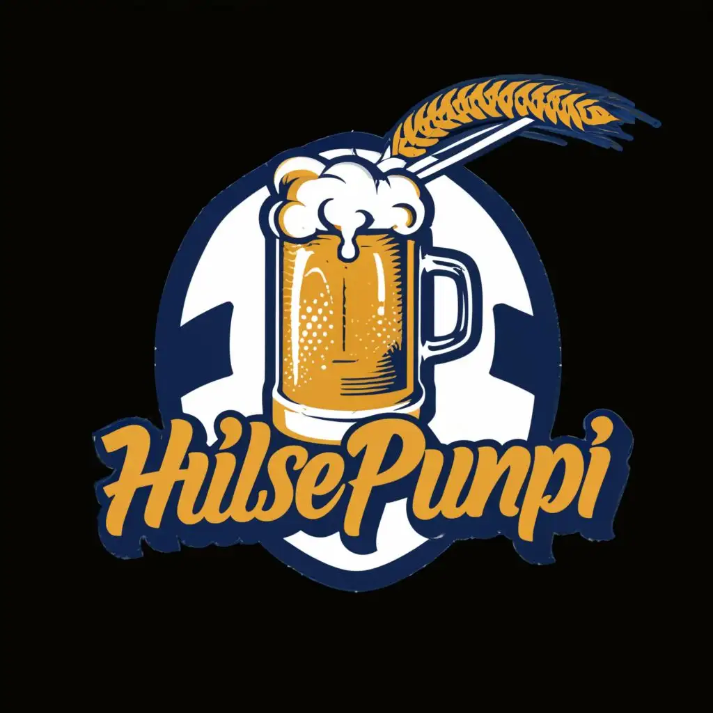 logo, A can of beer, with the text "Hülsepumpi", typography, be used in Sports Fitness industry