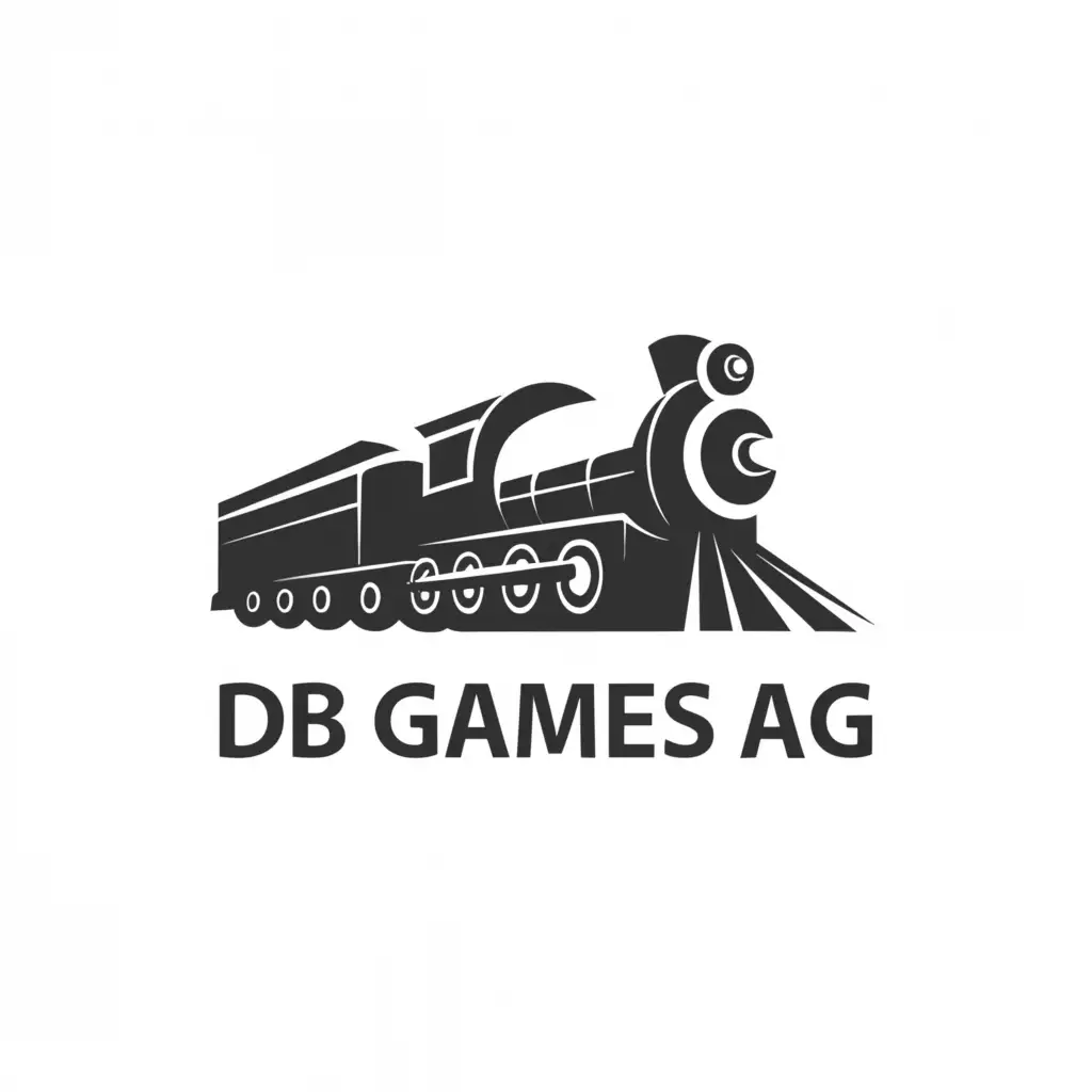 a logo design,with the text 'DB Games AG', main symbol:A train,Moderate, be used in Entertainment industry, clear background