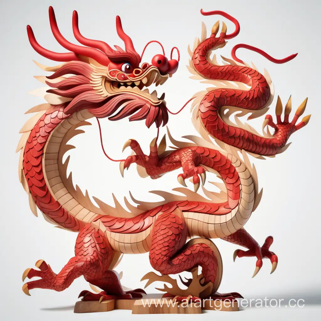 create wooden Chinese dragon, represented equilibrium