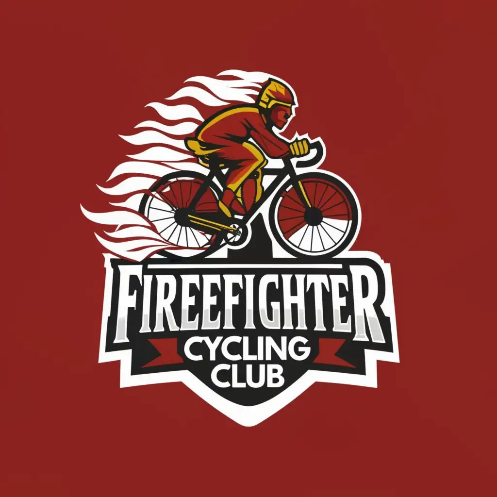 a logo design,with the text 'Firefighter Cycling Club', main symbol:Bike/Firefighter/ Guadeloupe flag,complex,be used in Sports Fitness industry,clear background