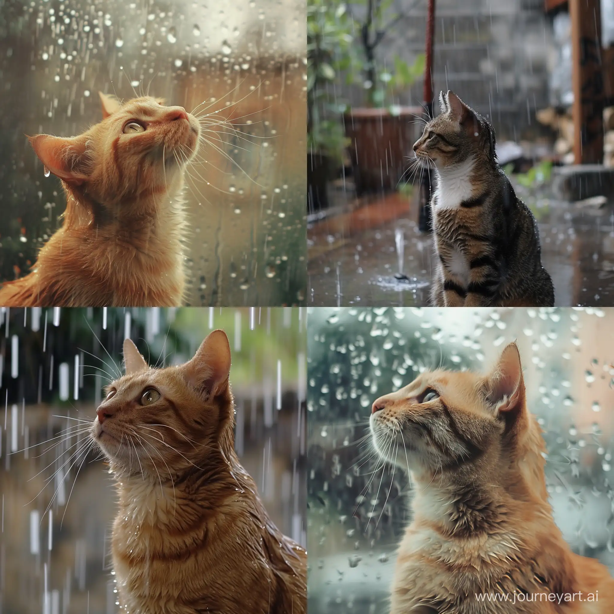 Lonely-Cat-Sheltering-from-Rain