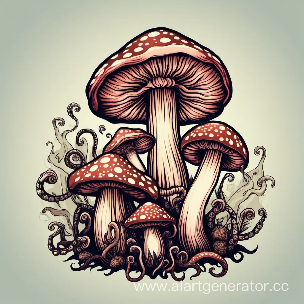 Enchanting-Mushroom-Grove-with-Whimsical-Tentacles