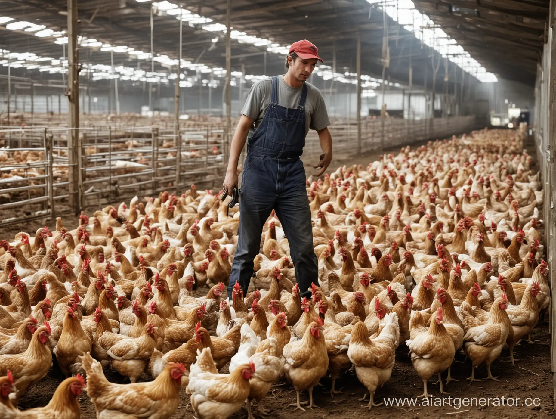 Worker-on-Poultry-Farm-with-Chickens