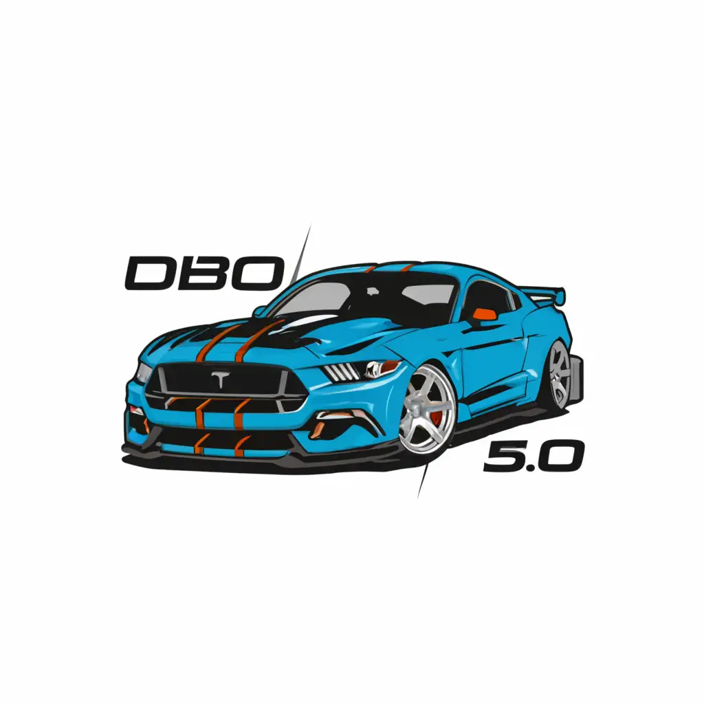 a logo design,with the text "Dbo.5.0", main symbol:Mustang gt (sports car),Moderate,be used in Automotive industry,clear background