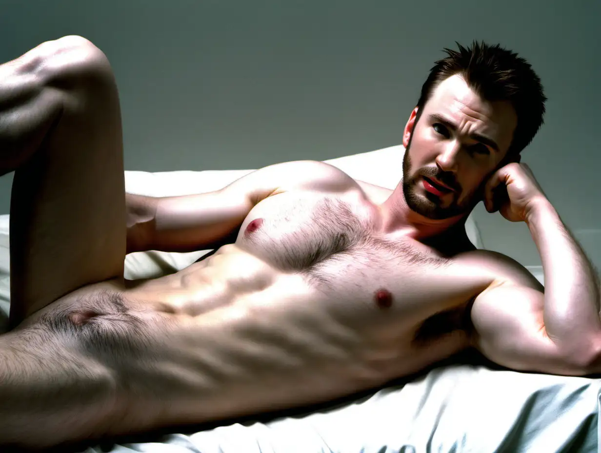 Actor Chris Evans Relaxing Nude in Elegant Setting