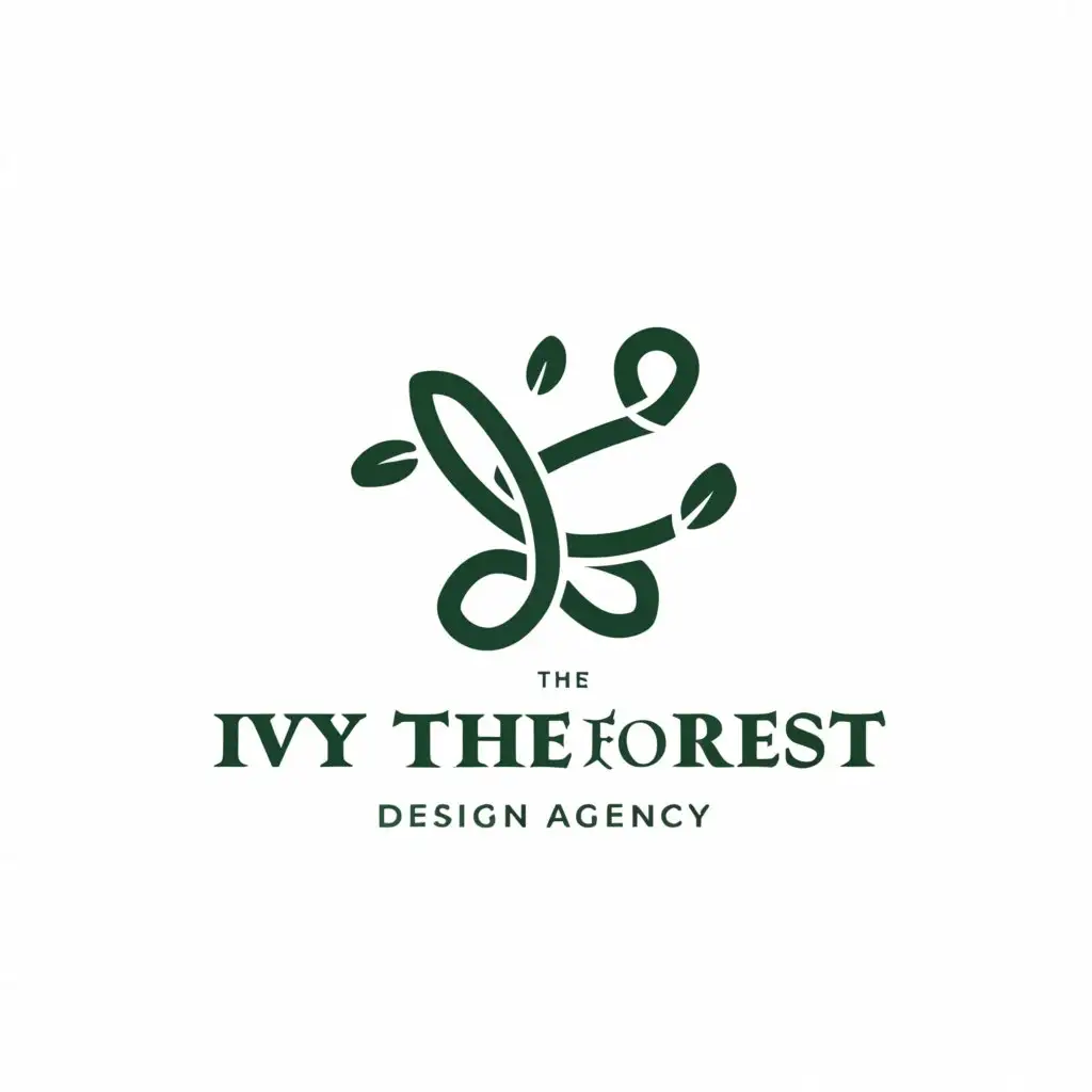 a logo design,with the text "Ivy The Forest", main symbol:a logo design with the I letter, used for design agency, script font, ivy plan leaf line minimal art style, cool and contrast color, light background color,Minimalistic,clear background