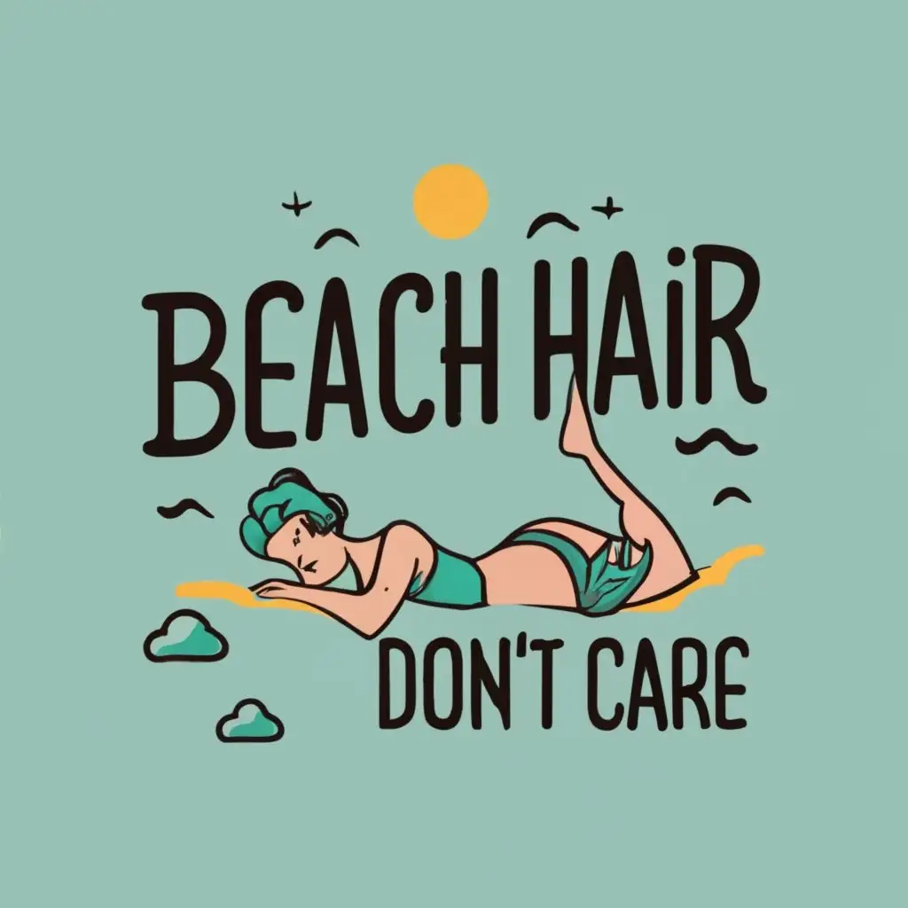 logo, rest, with the text "Beach hair, don't care", typography, be used in Internet industry