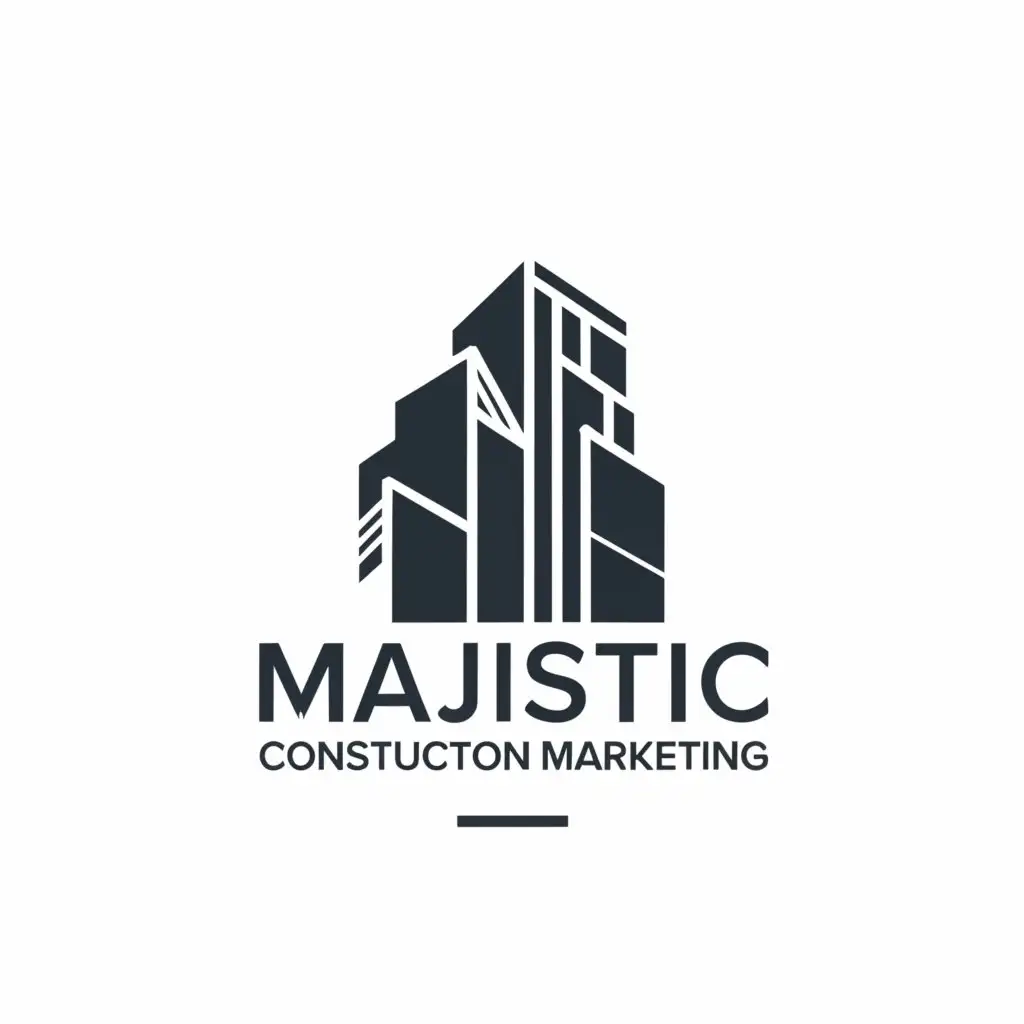 a logo design,with the text "Majestic construction marketing", main symbol:Skyscraper,Moderate,be used in Real Estate industry,clear background