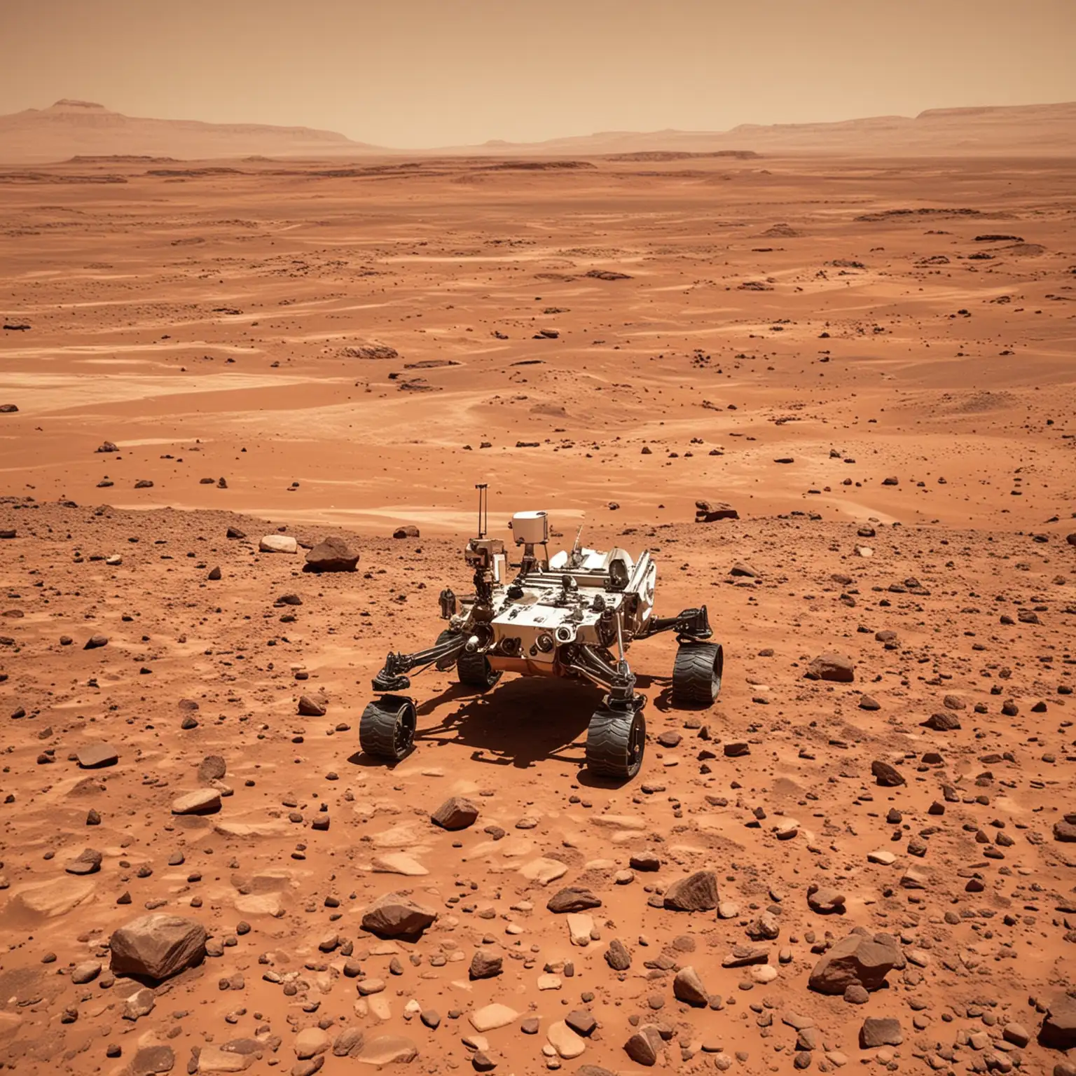 Martian Explorer Discovering the Red Terrain of Mars