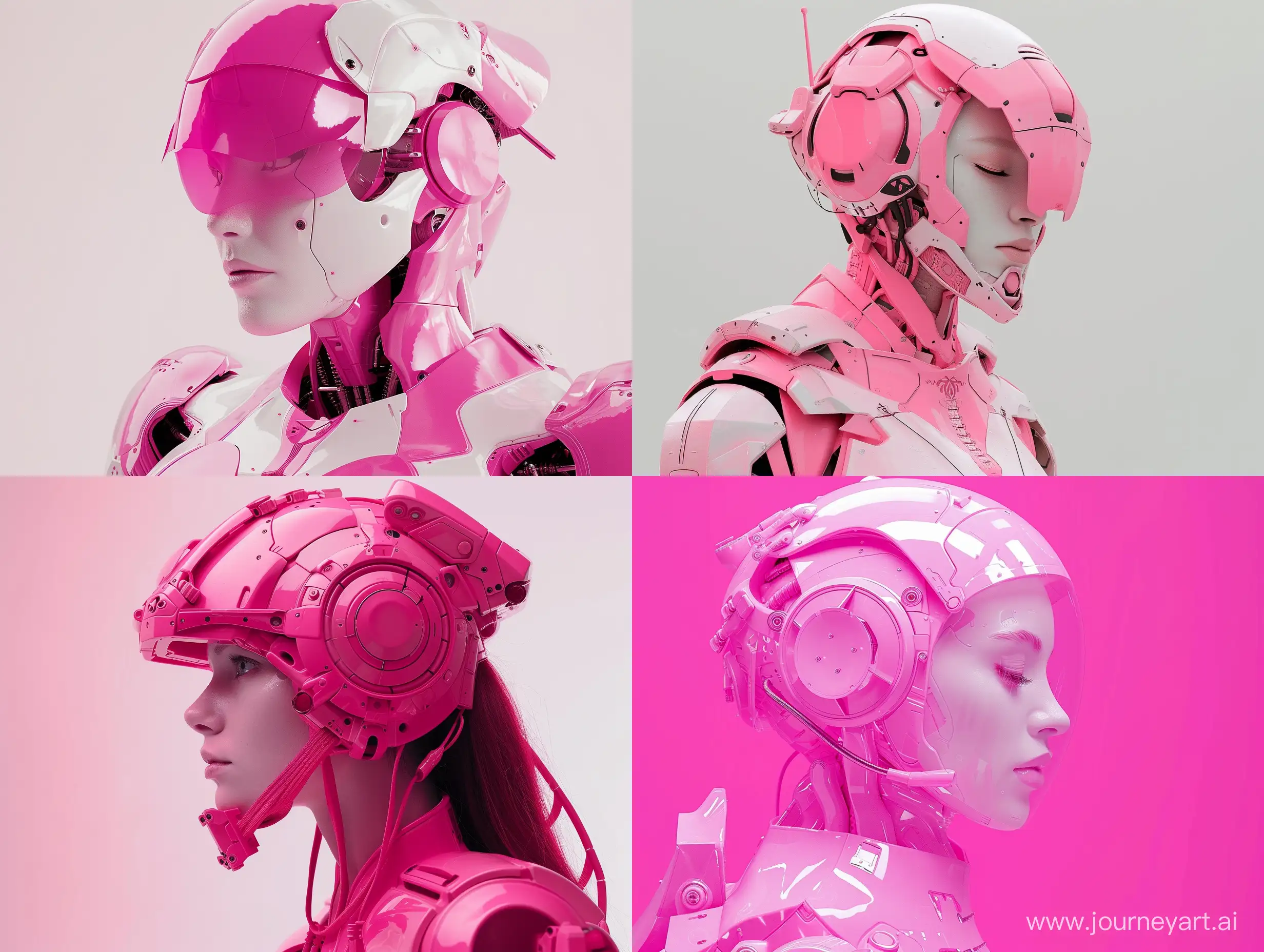 Мистическая роботоидная женщина в розовых тонах