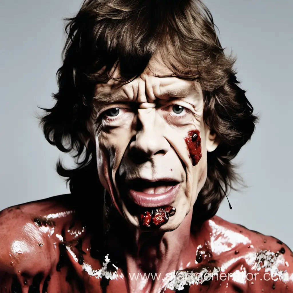 Mick Jagger лицо измазано в экскрементах