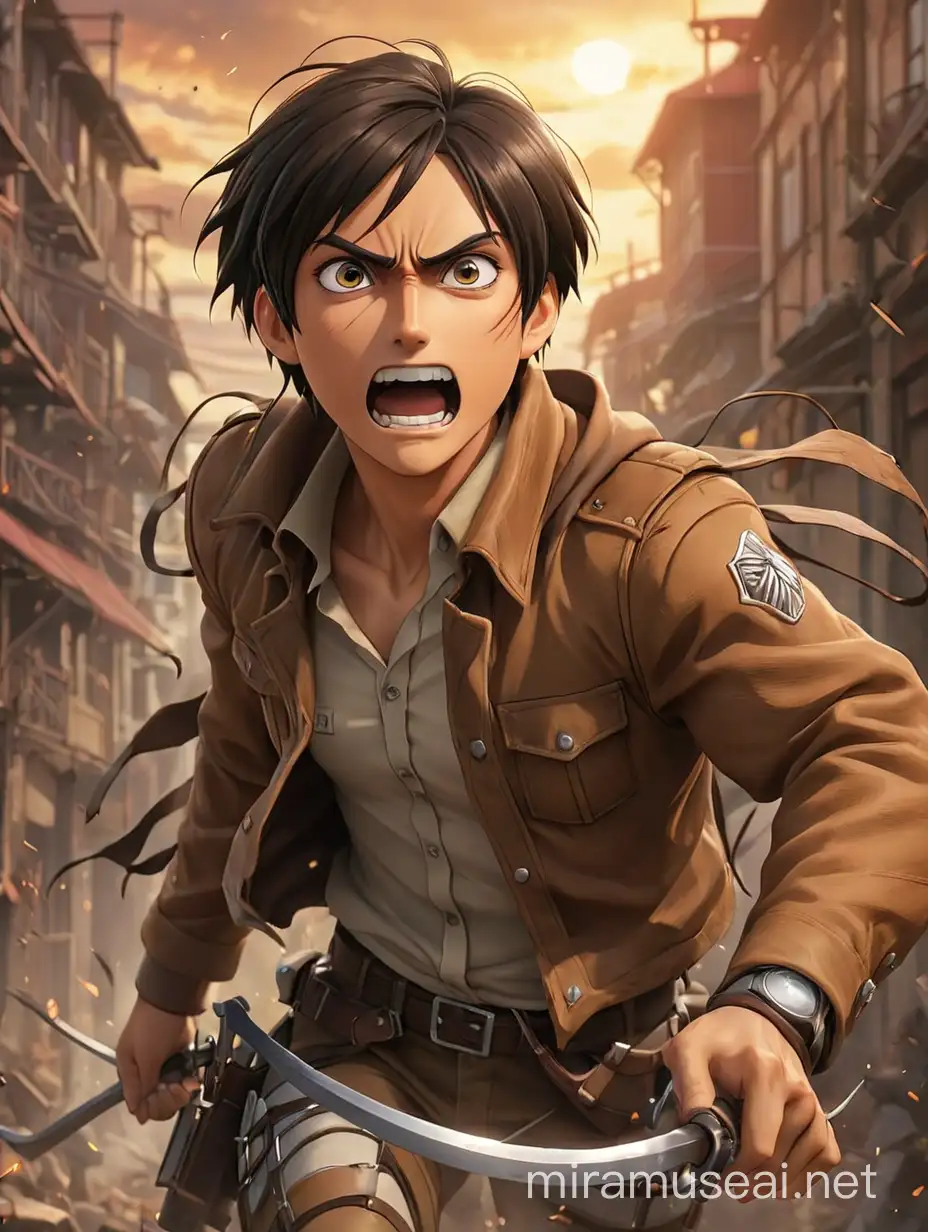 Eren Yeager from Attack on Titan Anime Portrait