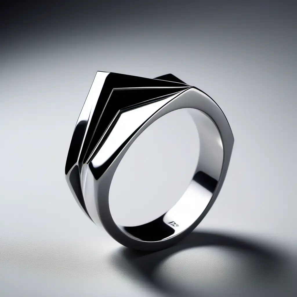 Sleek and Minimalist Art Deco Ring Inspired by Zaha Hadids Style