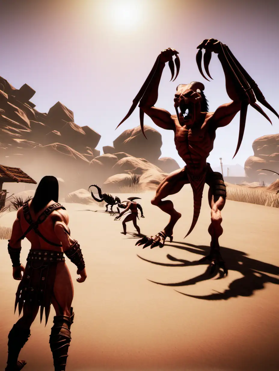 Conan Exils , jeu avec les scorpions