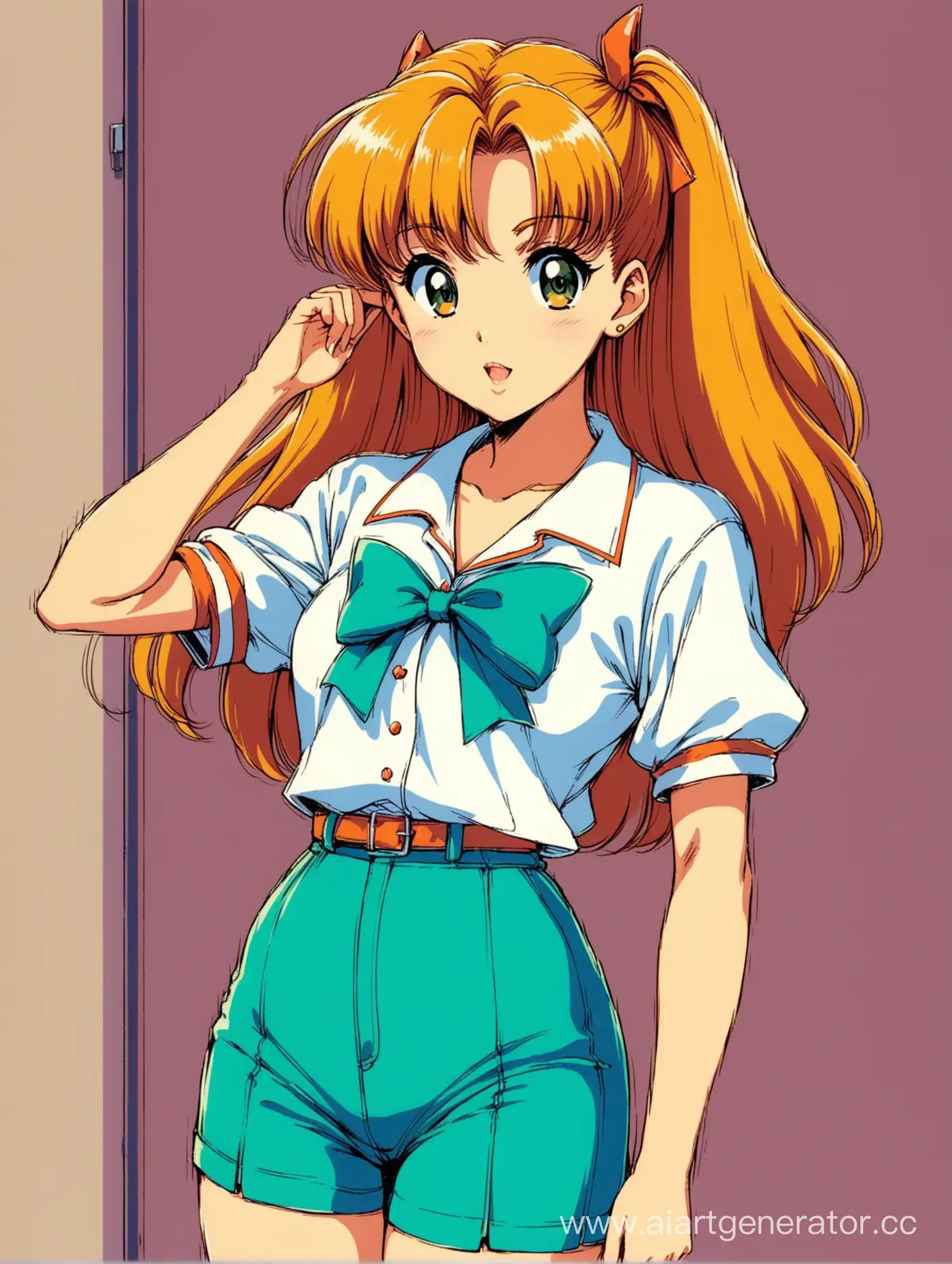 Retro anime girl, 90s, vintage 