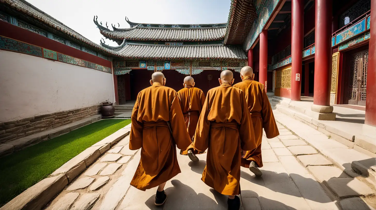 Three Old Monks Departing from Wooe China Monastery