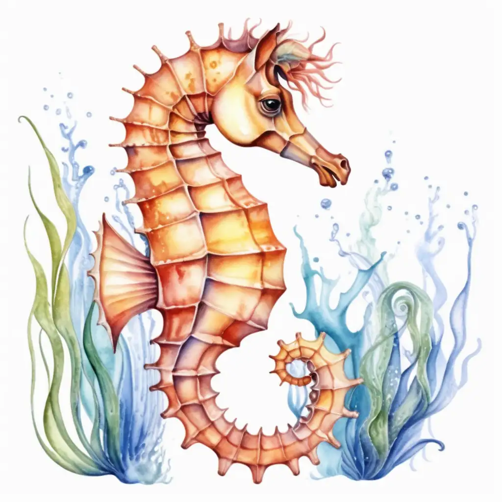 Graceful Watercolor Seahorse Illustration