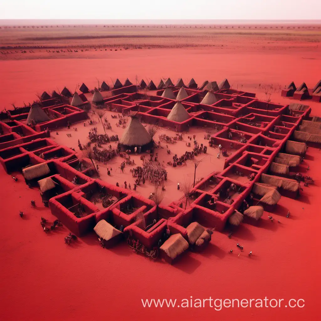 Vibrant-RedToned-African-Tribe-Settlement-in-the-Savannah