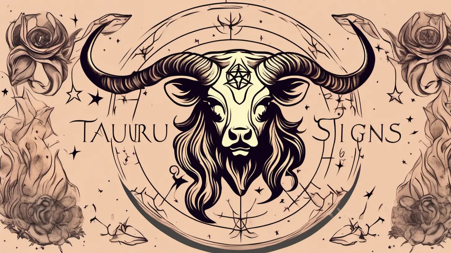 Mystical Taurus Zodiac Witchcraft Banner in Muted Colors