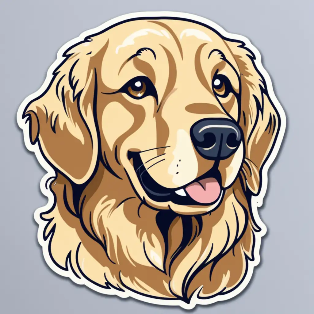 Adorable Golden Retriever Dog Sticker for Laptops and Notebooks