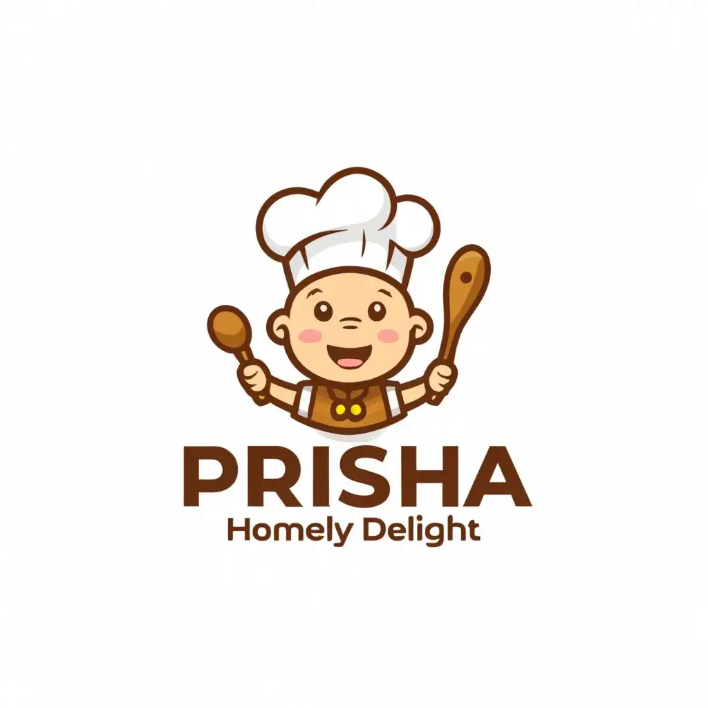LOGO-Design-for-Prisha-Homely-Delight-Baby-Chef-Symbol-with-Culinary-Delights-and-a-Modern-Aesthetic