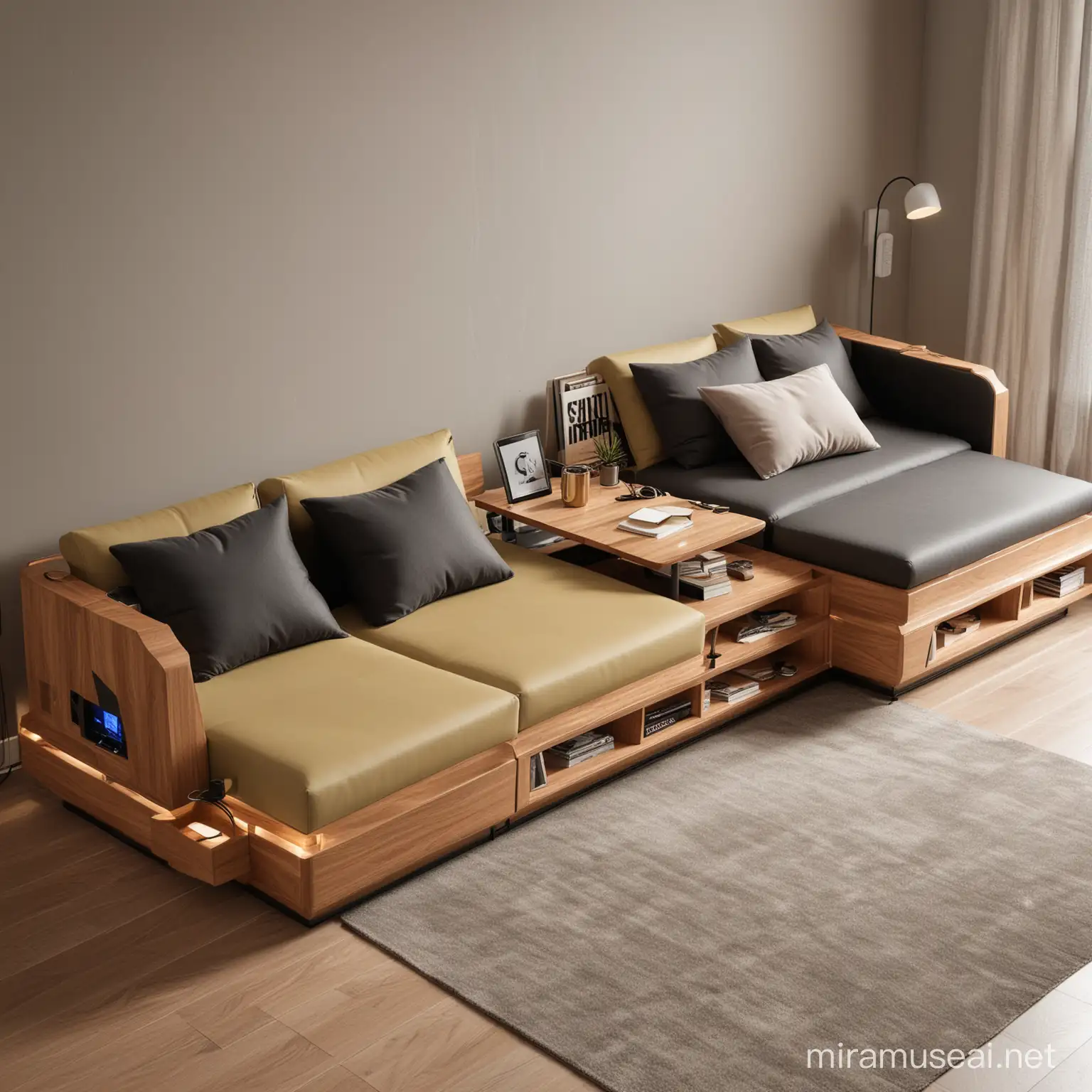 Luxury Futuristic Modular Sofa Set with Multifunctional Features